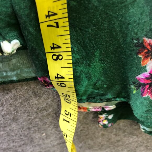 H&M Long Sleeve Ruffle Midi Dress 12 Green Floral High Neck Boho Cottagecore - Picture 6 of 9